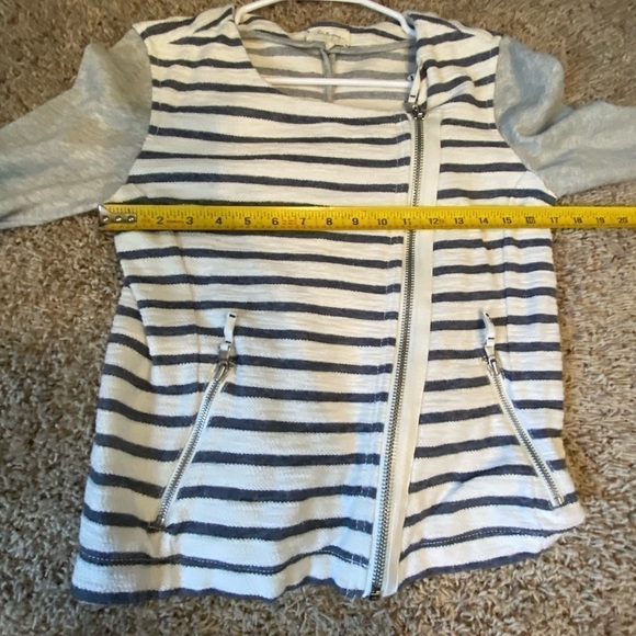 LOU and Grey Size Small Moto Style Cardigan. Stripes and two front zip p… - Picture 5 of 8